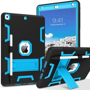 Apple iPad Case 9th 8th 7th Gen Blue Black 
 Stand Pencil Holder Durable